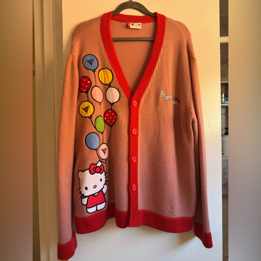 Charming Balloon Cardigan Sweater - Pink and Red